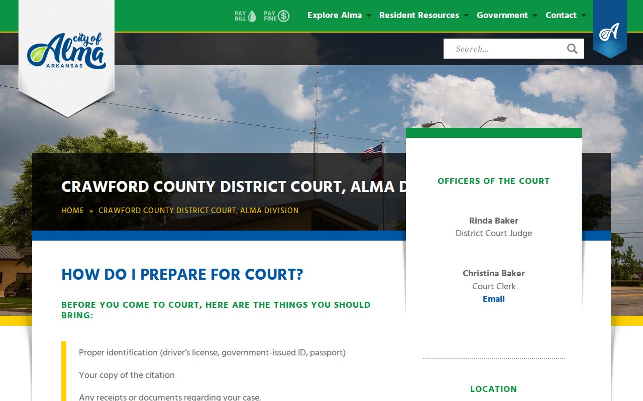 Crawford County court case lookup Alma Division District Court