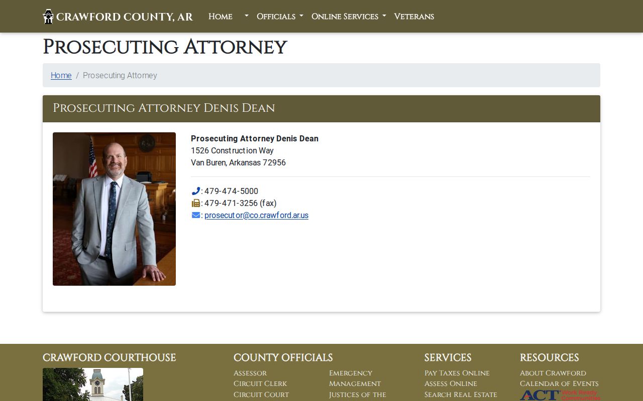 Crawford County court case lookup Prosecuting Attorney office information