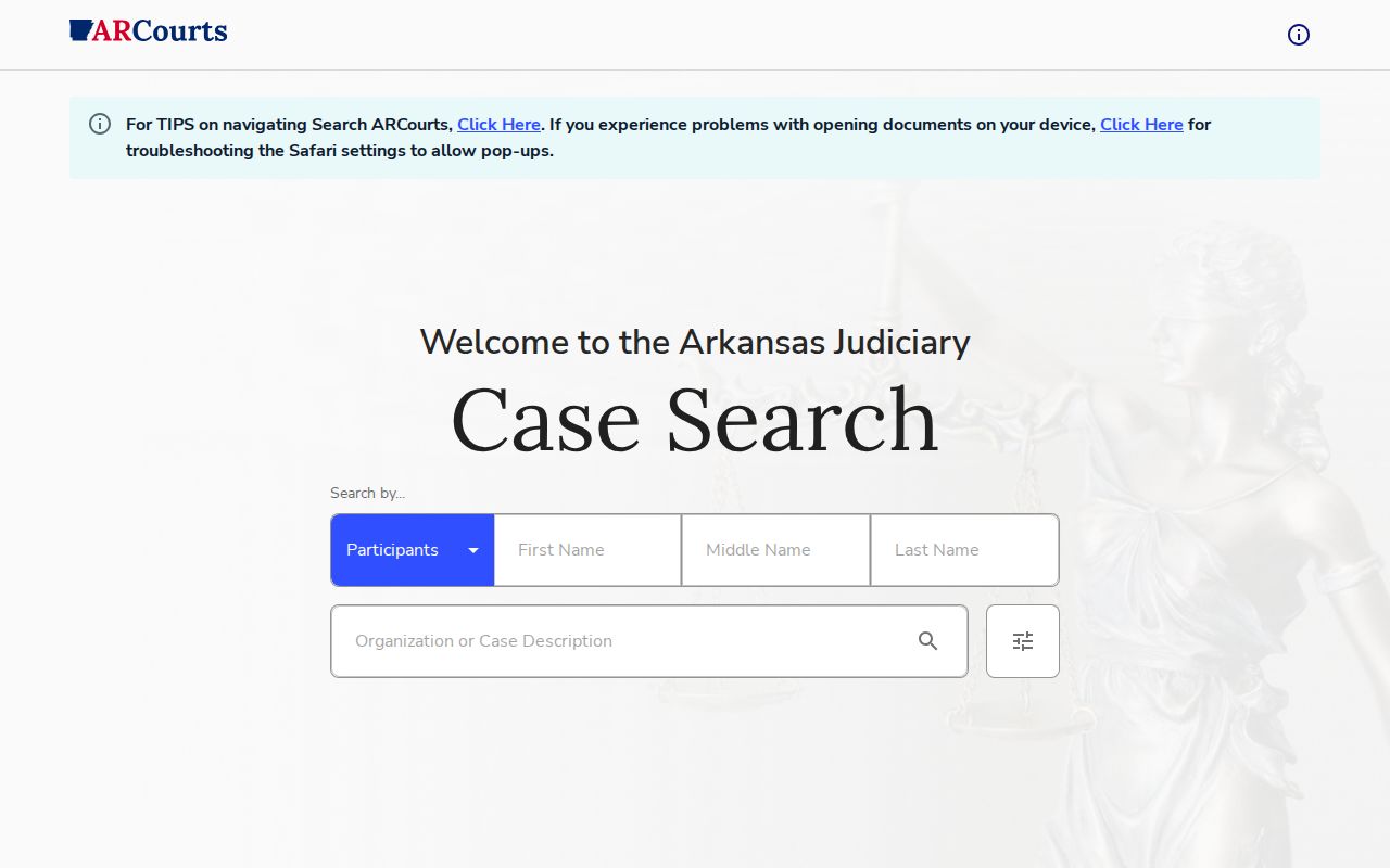 Crawford County criminal court records Search ARCourts interface