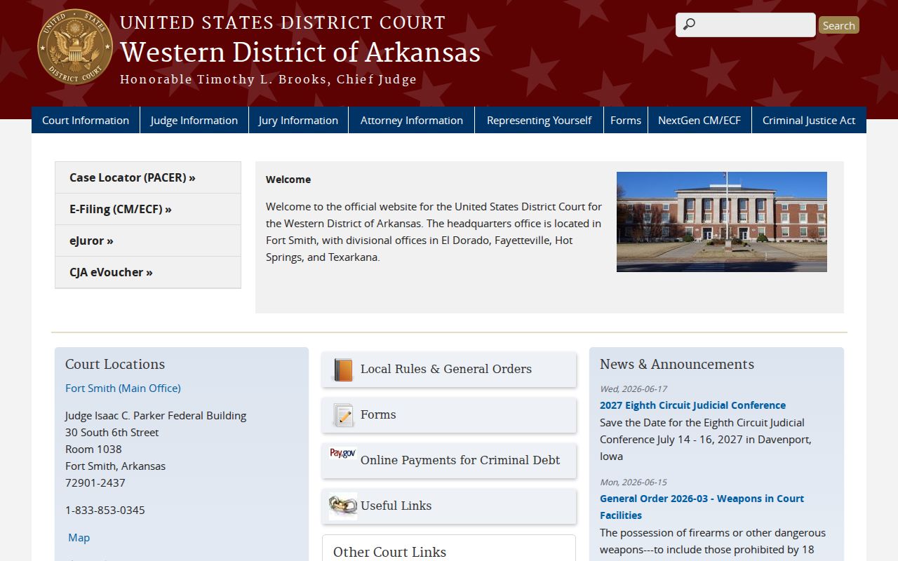 Crawford County criminal history Western District of Arkansas federal court